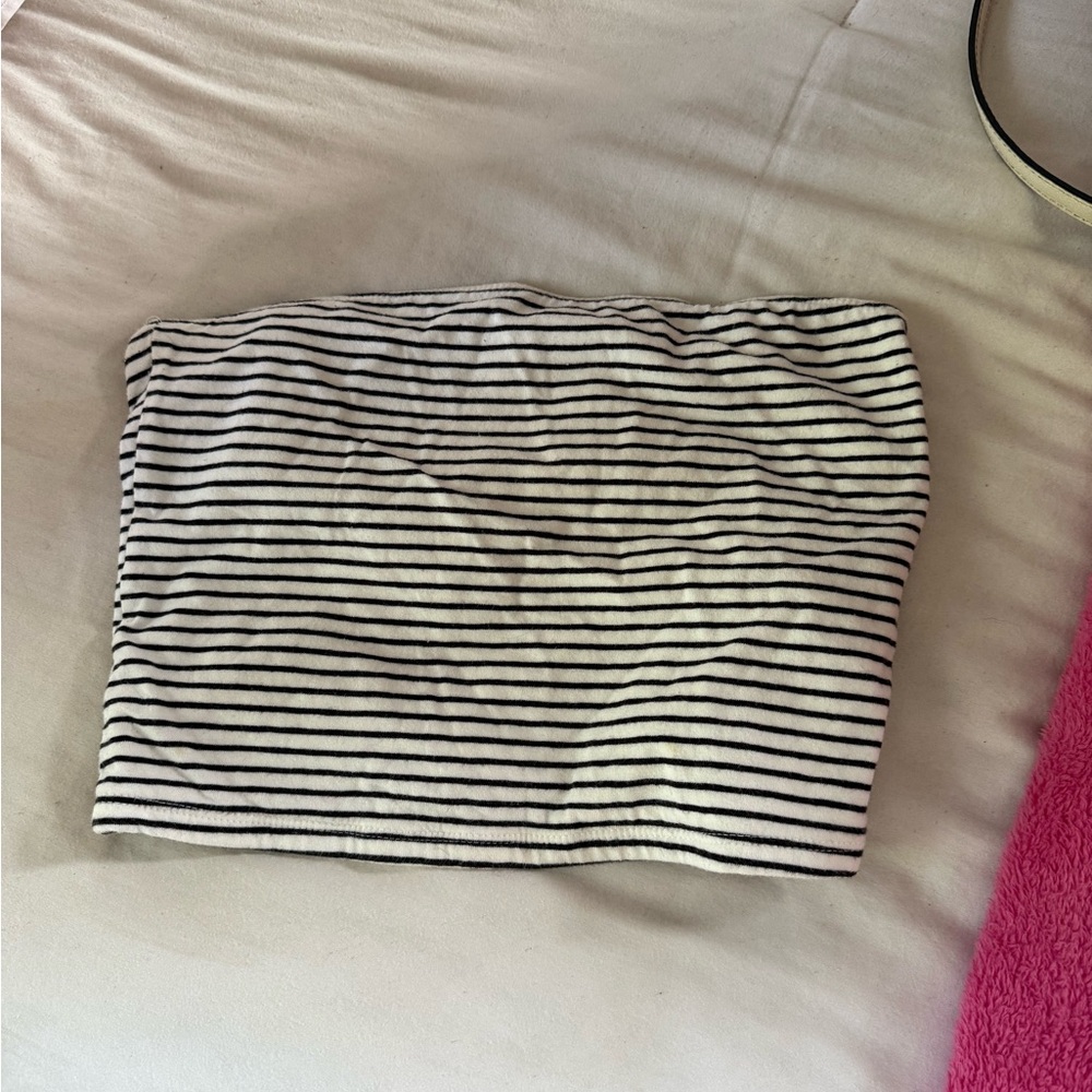 Striped Black and White Women's Tube Top